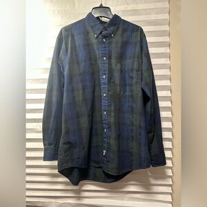 Nautica Shirt Mens Large Blue Green Plaid Long Sleeve Button Down Cotton  (L/G)